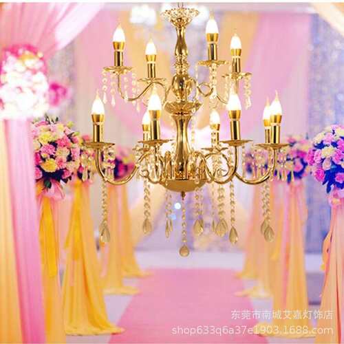 婚礼装饰铁艺电镀水晶吊灯仪式亭装饰吊灯婚庆道具路引用品