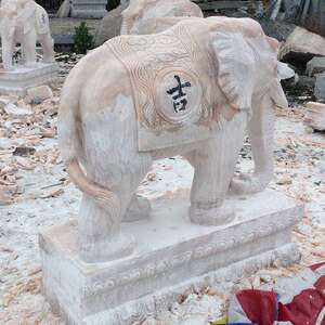 石雕汉白玉大象工艺品摆件 酒店别墅门口吉祥石雕喷水象