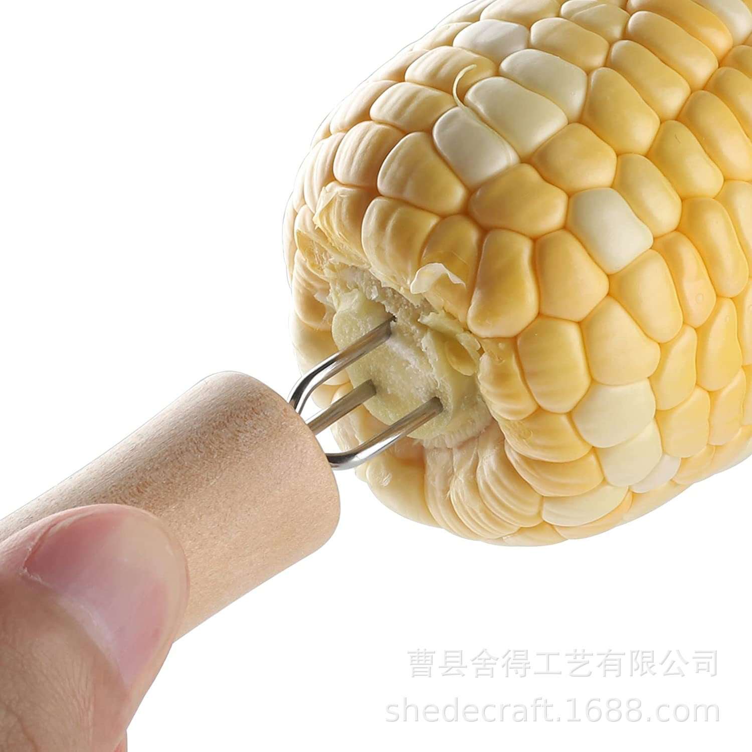 玉米棒子持有人一套20木柄棒子串玉米叉子烧烤甜玉米烤肉水果