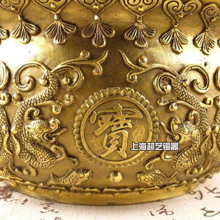 铜聚宝盆摆件特大号招宝家居装饰品金属工艺品