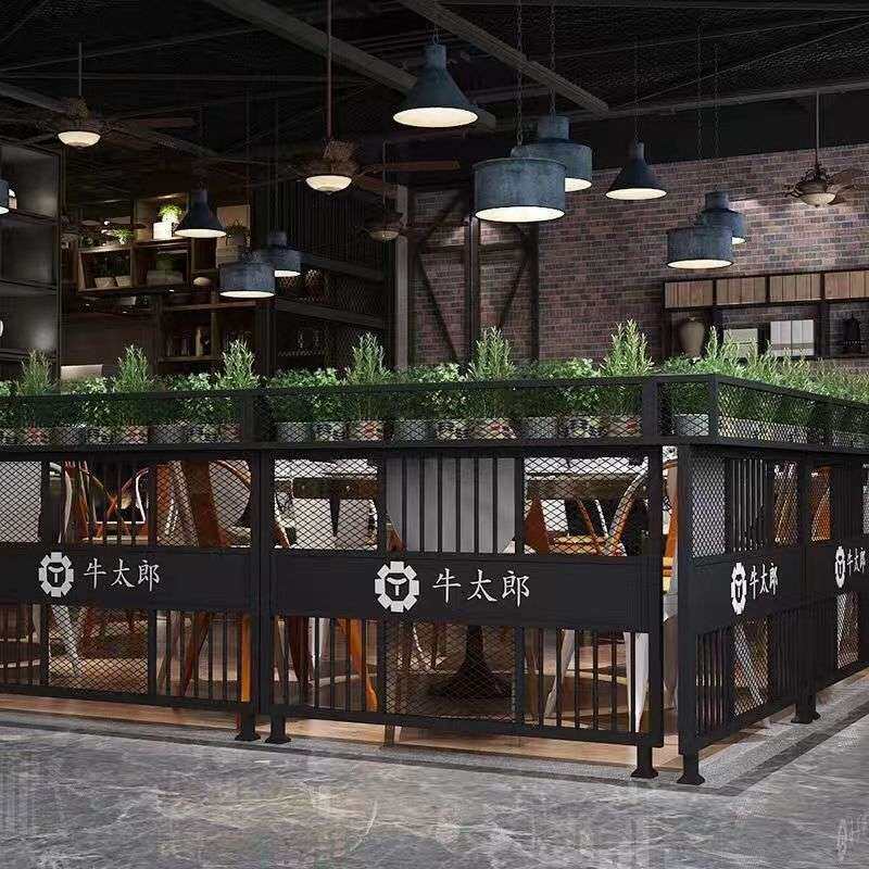 铁艺屏风半截绿植矮工业风隔断酒吧餐厅火锅围栏花架奶茶店护栏