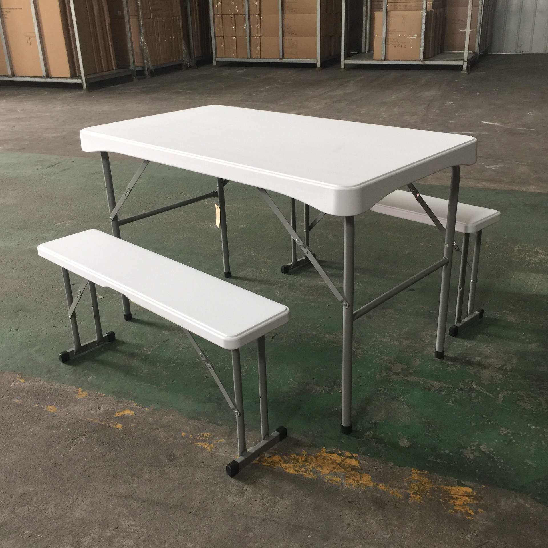 HPDE塑料折叠啤酒桌一桌两凳吹塑桌椅套装 户外聚会烧烤 餐厅食堂