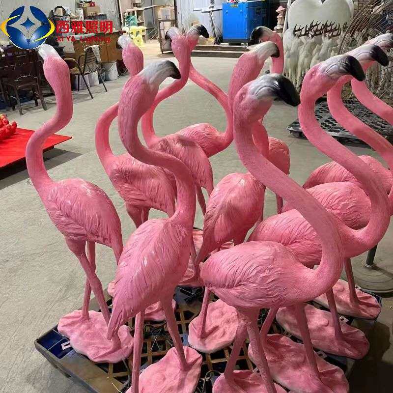 玻璃钢仿真火烈鸟灯雕塑园林景观橱窗装饰灯发光庭院灯民宿氛围灯