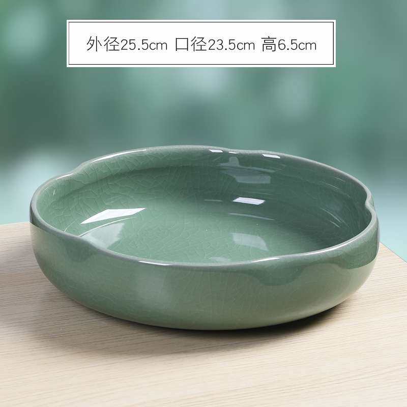 特大大号荷花一叶莲水培铜钱草花盆陶瓷哥窑无孔水养睡莲碗莲盆缸