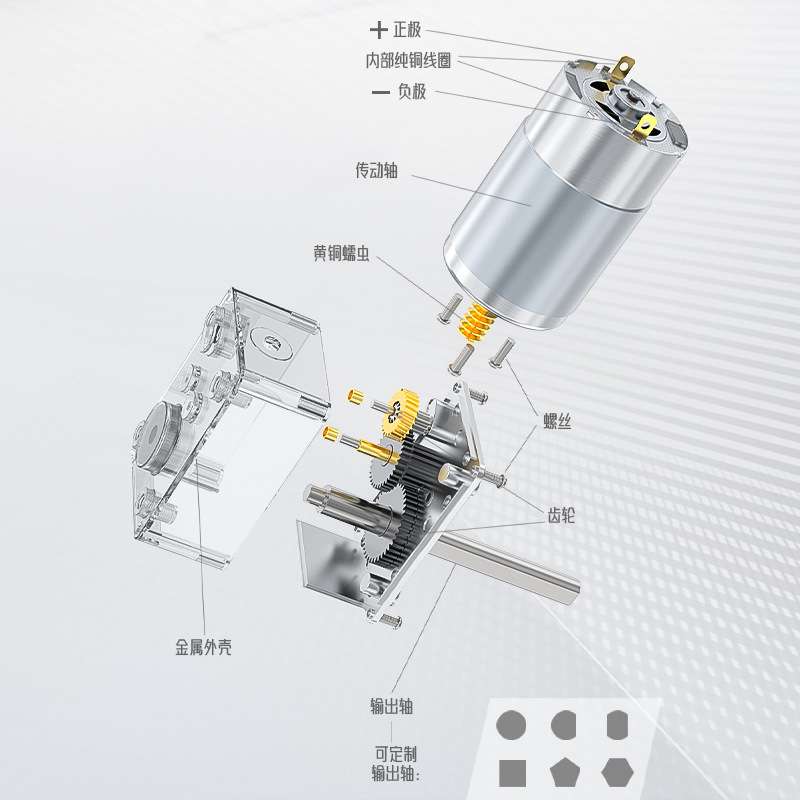 5840-555微型有刷直流电机12V24V单向长轴D轴正反转切换调速电机