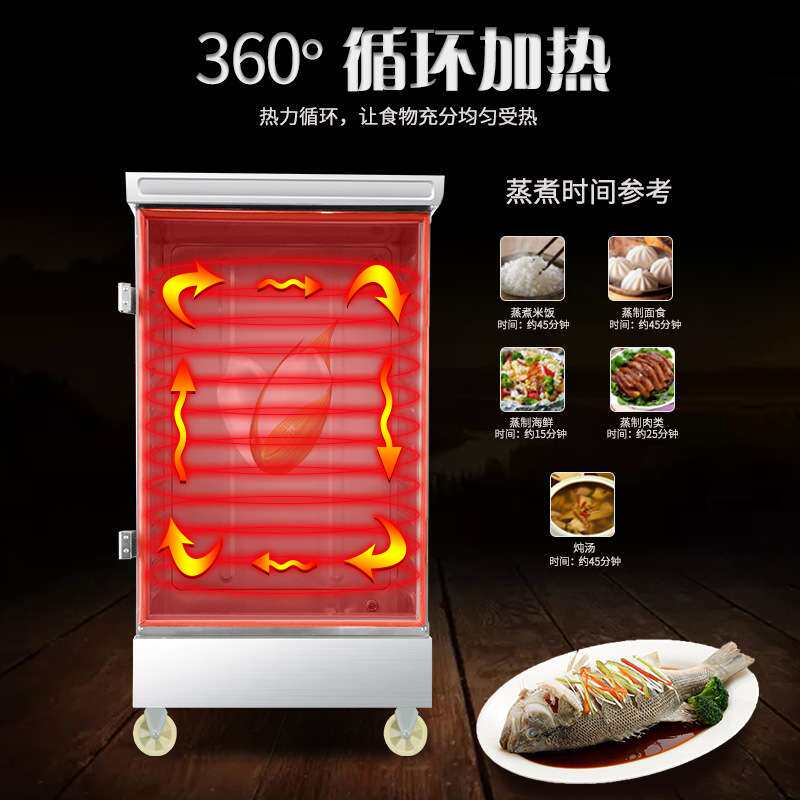 蒸饭柜商用电蒸箱蒸饭车220v家用小型全自动蒸饭机4盘6盘12盘蒸柜