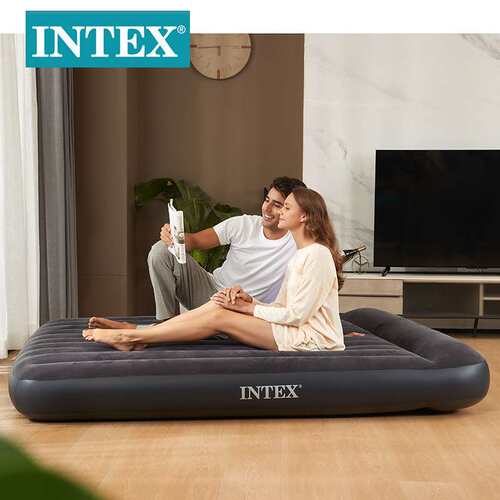 INTEX64144户外野营便携充气垫家用单双人充气床垫植绒气垫充气床