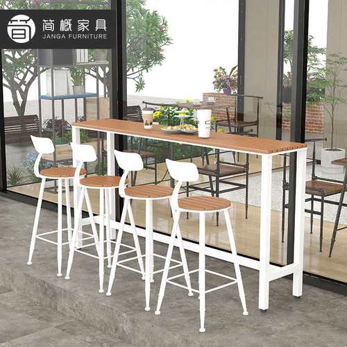户外吧台椅露天餐吧酒吧咖啡厅奶茶店天台塑木高脚凳室外防水防晒