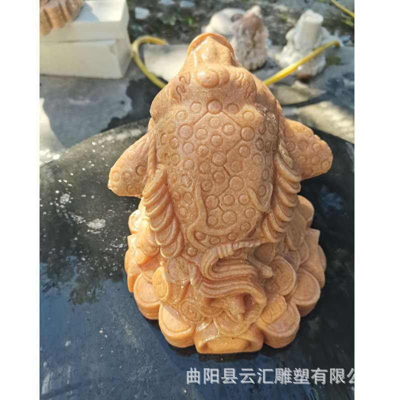 石雕晚霞红喷水金蟾招财纳福青石吐水金蟾 客厅庭院三足蟾蜍摆件