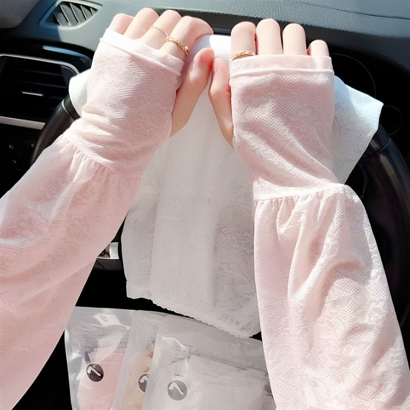 蕾丝防晒冰丝袖套成人冰袖女夏防紫外线薄款户外骑车宽松护袖透气