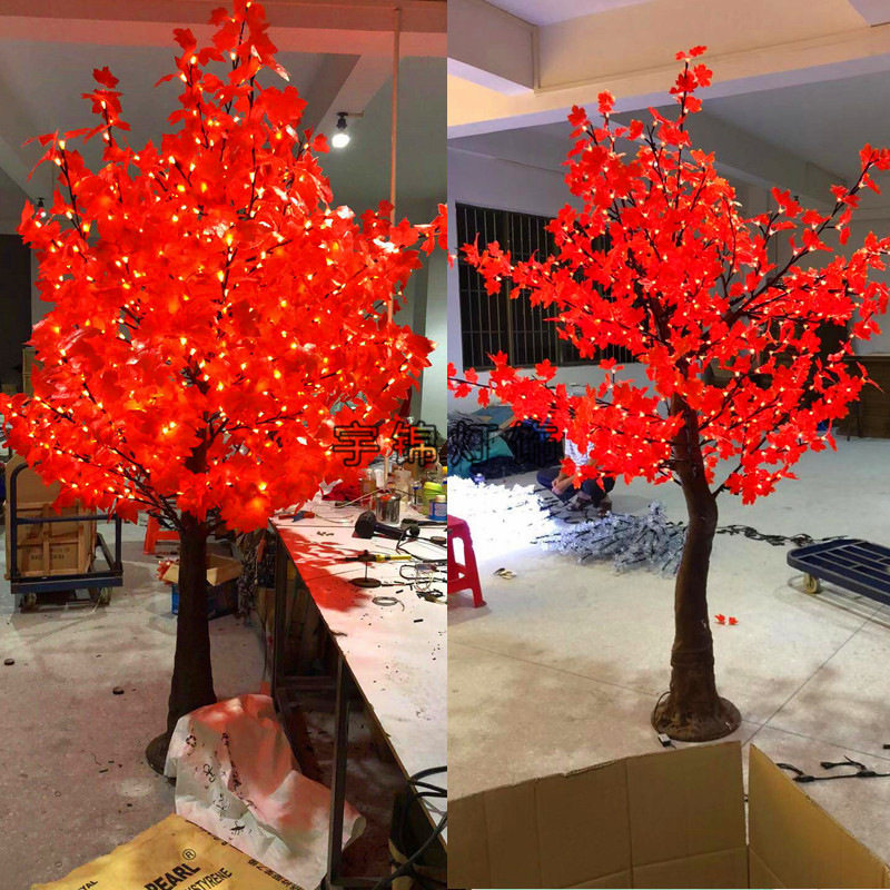 LED圣诞仿真桃花树灯 枫叶树新年彩灯家居装饰灯春节日景观灯