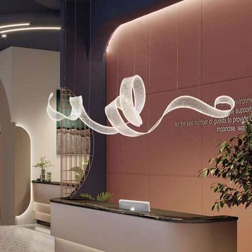 设计师极简飘带吊灯艺术简约餐厅长条波浪造型前台茶室亚克力吊灯