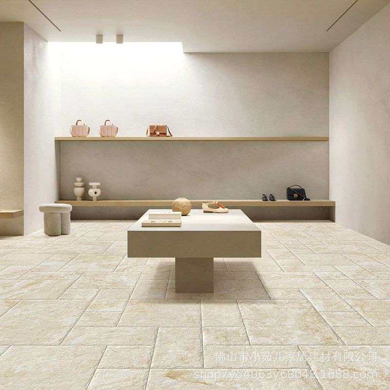 中古风简约莱姆石地砖别墅庭院院子花园仿古砖民宿餐厅复古地砖