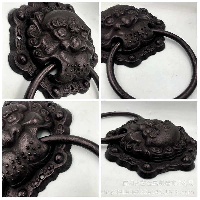 大门铁艺提手铸铁兽头门环四合院拉手狮子头把手防盗门门把手柜门