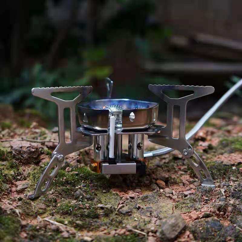 厨具套装分体式不锈钢三头炉防风炉野餐炉具折叠炉野营轻量便携