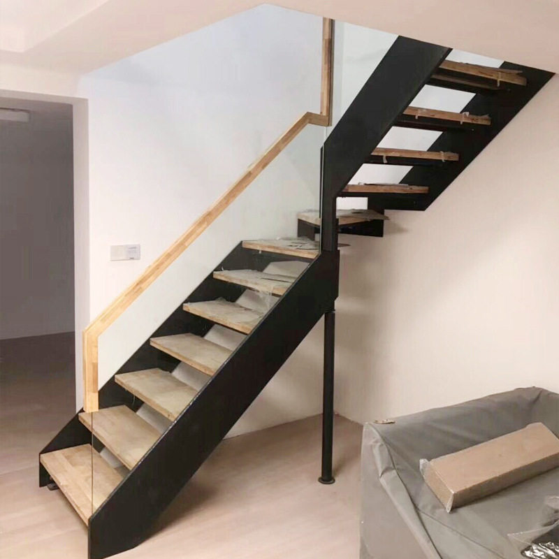 钢木双梁楼梯厂家直销家用复式跃层loft阁楼别墅整体公寓简约楼梯