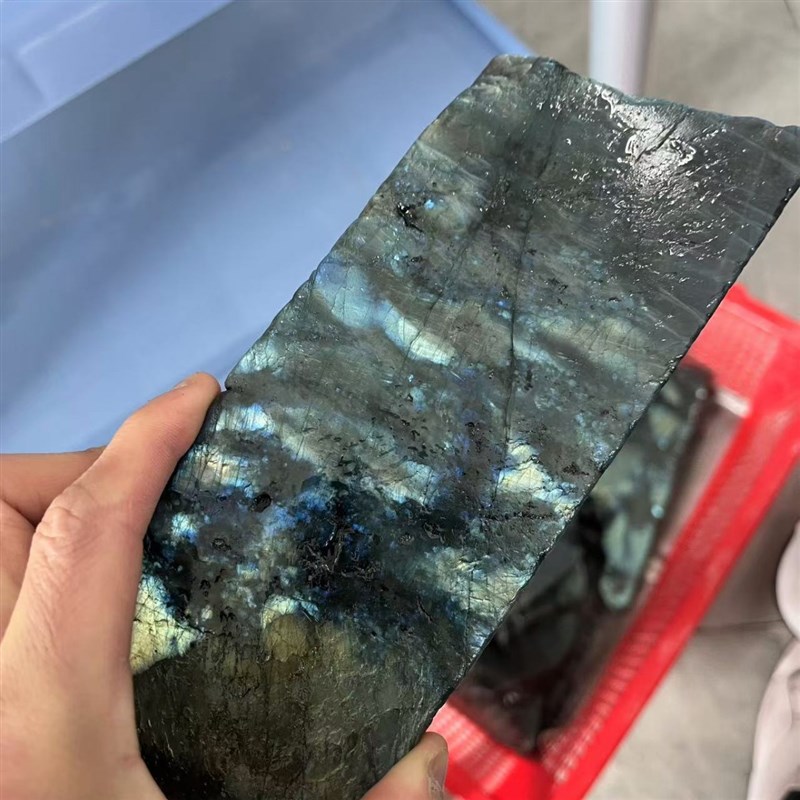 天然拉长石原石不规则多边形月光石切片风U景桌面摆件水晶