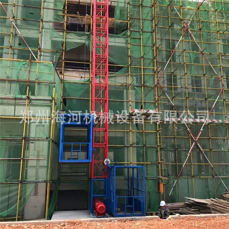 2021双笼物料提升机 建筑外挂式升降G机 一柱双吊笼载货梯上下工