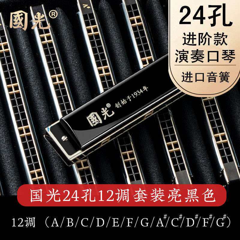 国光口琴24孔C调复音专业演奏级初学者入门小学生儿童7/12调套装