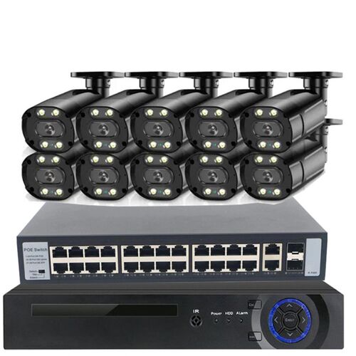 监控套装1c0路 500万像素安防监控系统  System IP POE Camera ki