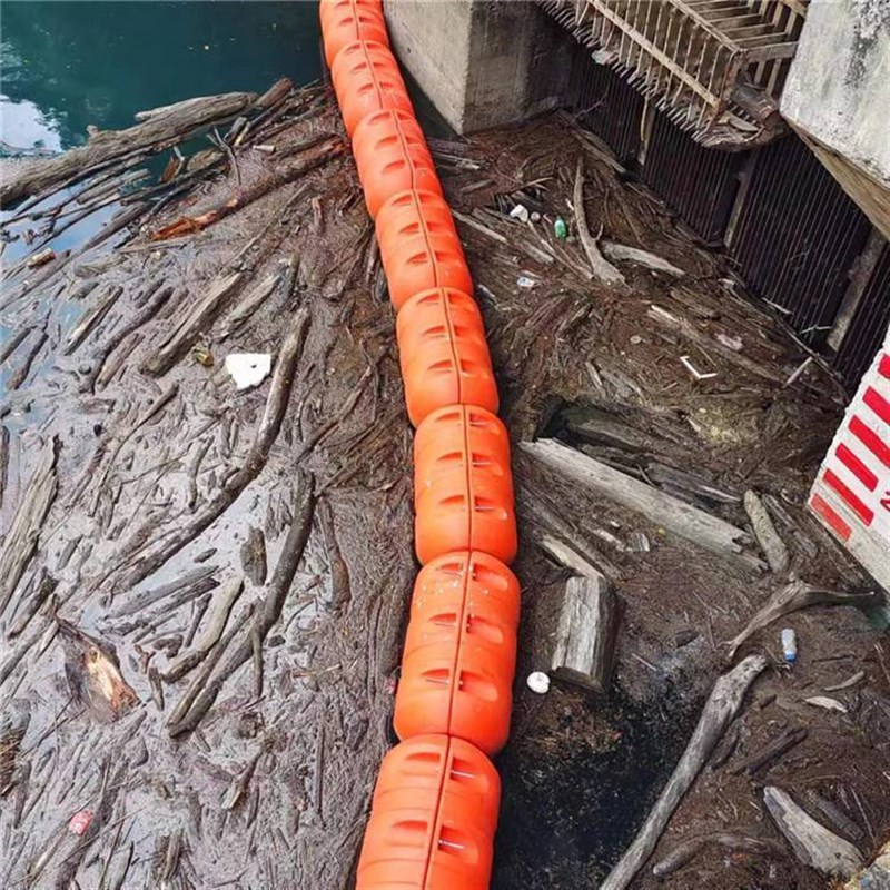 浮筒式拦污浮排 水库拦截v漂浮物垃圾塑料浮桶 组合夹钢管浮桶