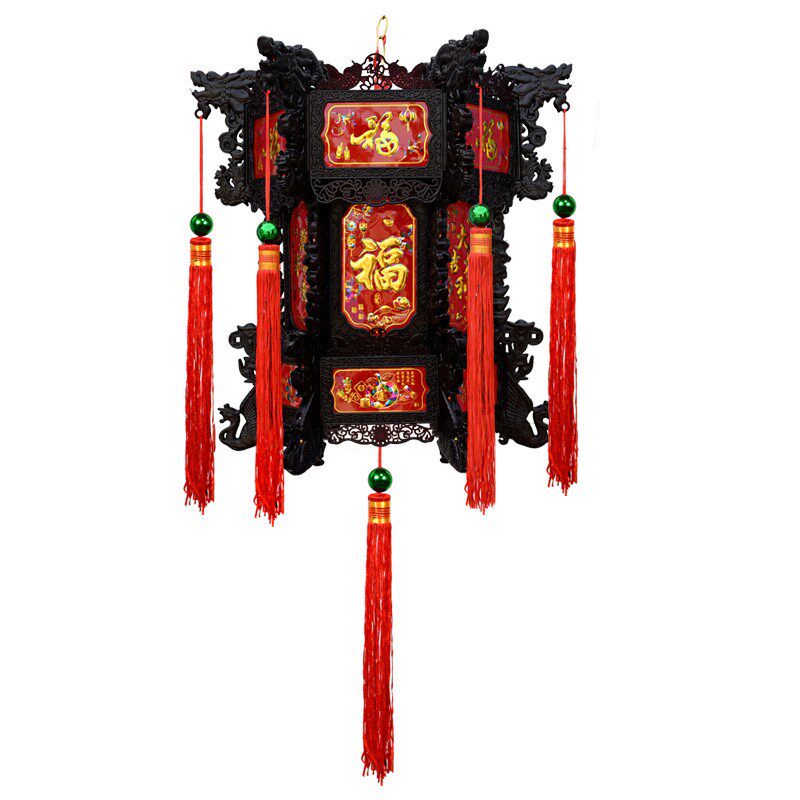 中式仿古六角龙灯 LED旋转灯笼七彩宫灯走马灯吊灯阳台新年挂饰品
