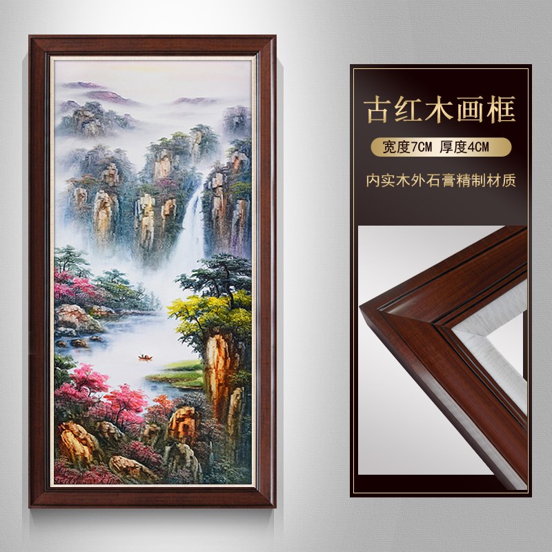 走廊道过新中式玄关进门手绘油画招财装饰画现代简约墙挂画纯风水