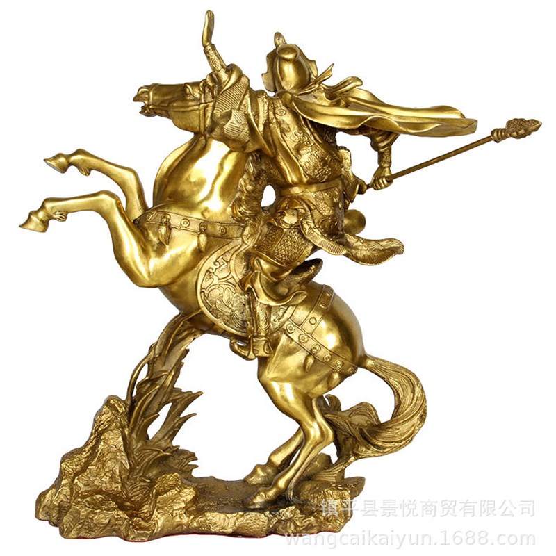 铜马上关公铜关公像摆件大号武财神像铜骑马关公像