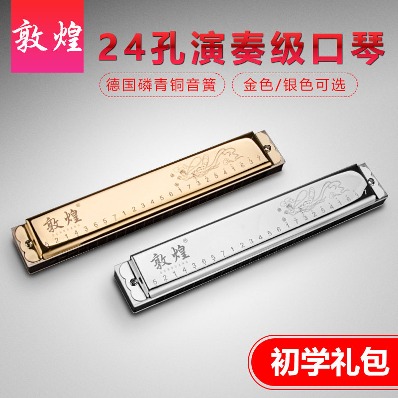 敦煌24孔专业复音口琴12调全套