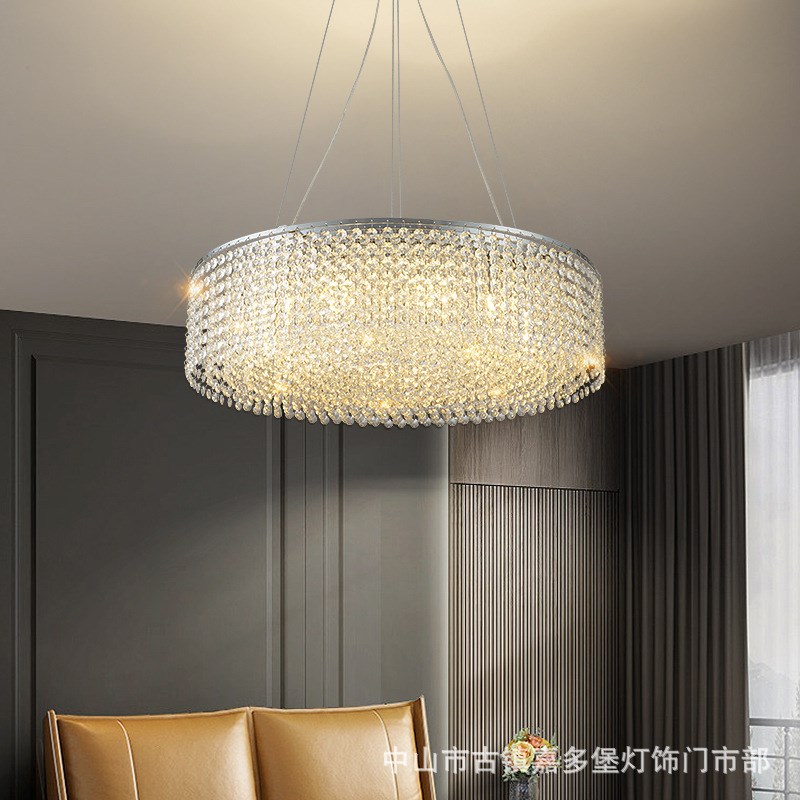现代简约水晶客厅吊灯轻奢v简欧设计师餐厅书房灯新款网红家用灯