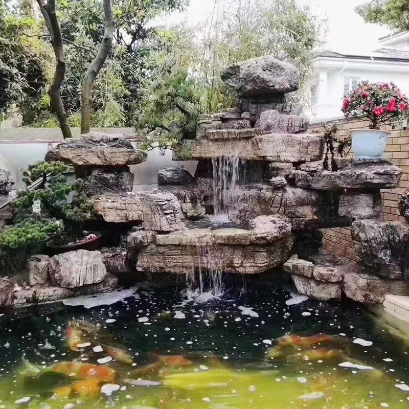 龟纹石 园林景观l石 灵璧流水自然景观石灵璧奇石假山施工制作