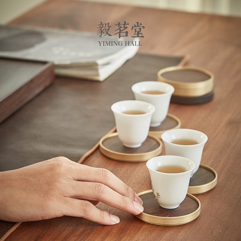 黑檀实木铜木茶杯垫m隔热垫杯垫茶杯垫子托子组合茶道日式茶具配