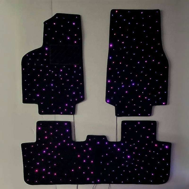 热卖modely车载发光氛围灯脚垫汽车地毯内饰装饰星空毯