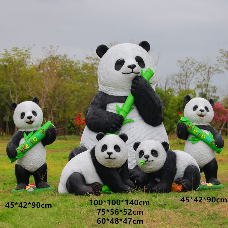 户外玻璃钢仿真动物m大熊猫雕塑幼儿园售楼部小区卡通景观摆件装