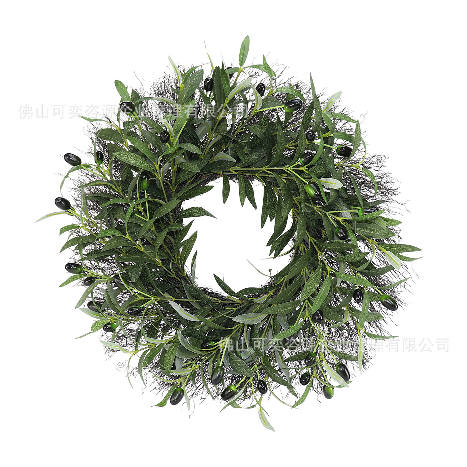 仿真橄榄花环橄榄果花圈圣诞花环门挂壁挂装饰品仿真绿植节日装饰