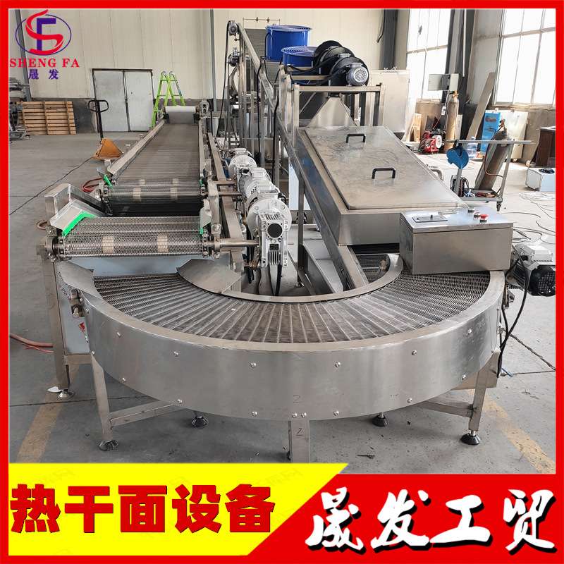 晟发全自动煮面机打散机 四连锅煮面机 拌油鲜面条煮面生产线