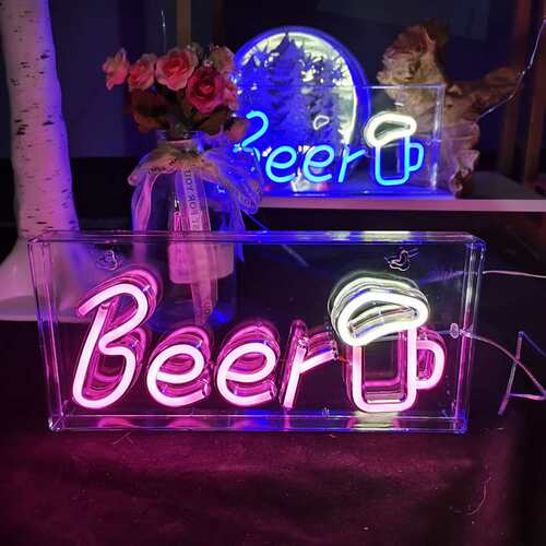 跨境新品酒吧Beer霓虹灯造型灯彩灯网红氛围灯圣诞节日派对装饰灯