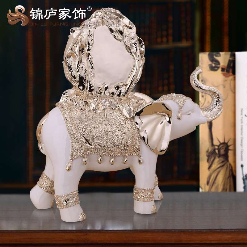 大号大象台钟摆件欧式创意树脂工艺品座钟客厅电视柜玄关摆设装饰