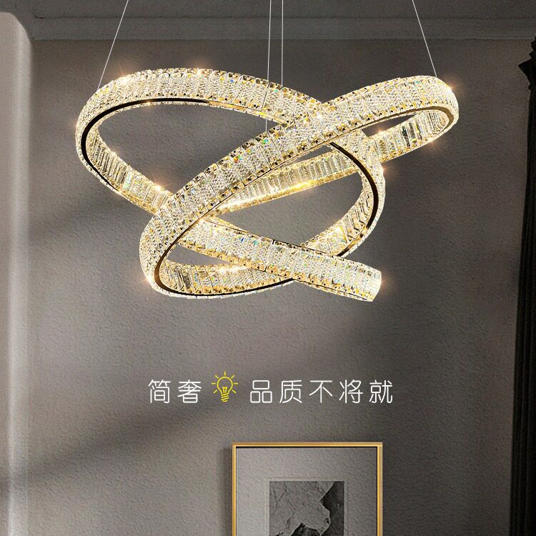 意式极简风现代简约轻奢水晶灯经典圆环形水晶吊灯创意艺术水晶灯