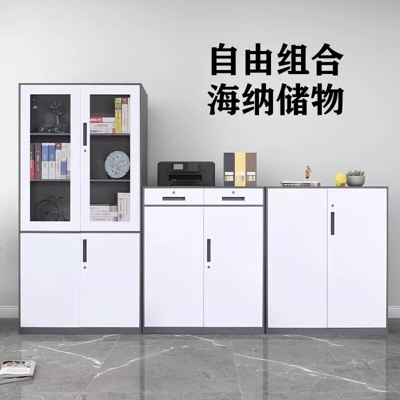 文件柜办公室资料柜档案柜铁皮柜储物柜密码锁玻璃书柜带锁凭证柜