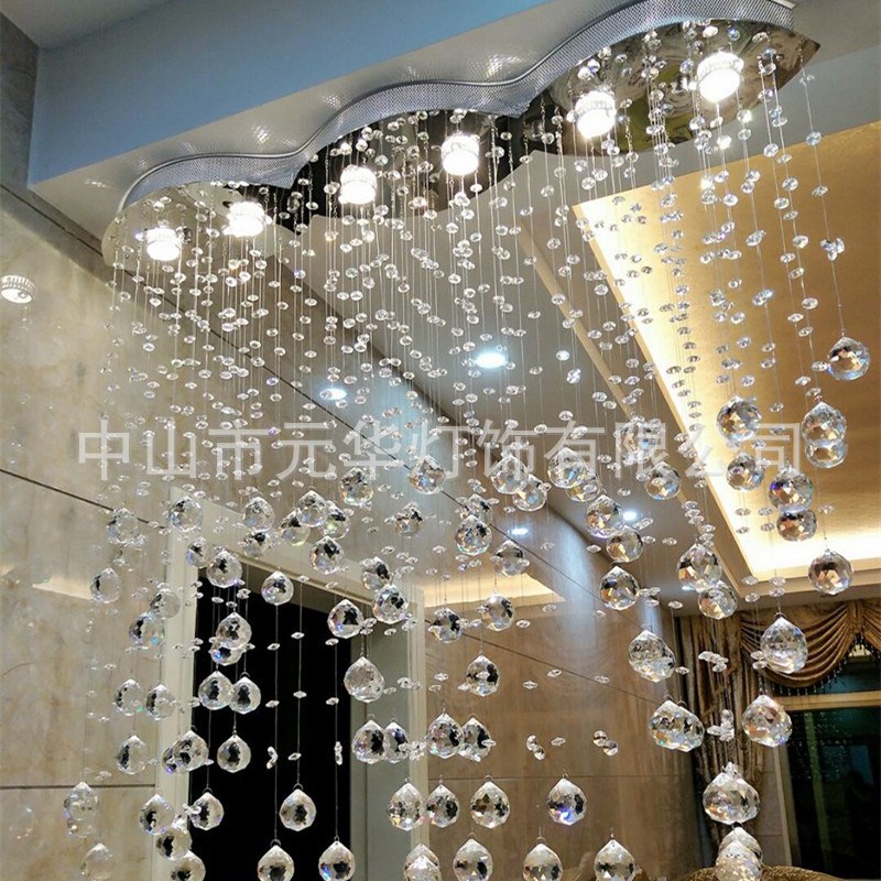 餐厅水晶吊灯酒店吧台水晶帘子灯客厅隔断玄S关个性创意珠帘灯