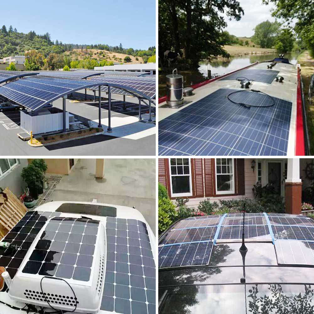 黑色半柔性太阳能板300w400w车载游艇太阳能单晶硅电池光伏充电板