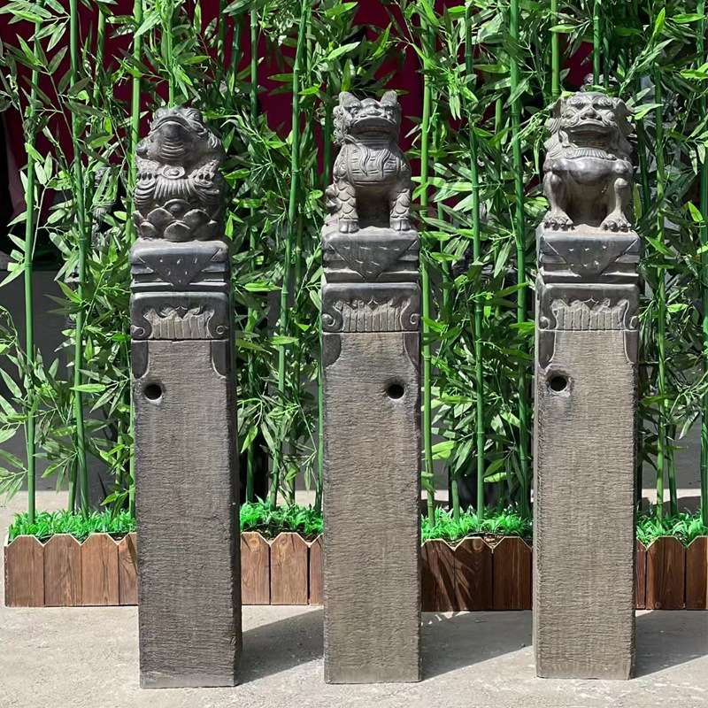 青石拴马桩石雕仿古狮子貔貅金蟾拴马柱中式庭院祥云石柱装饰摆件