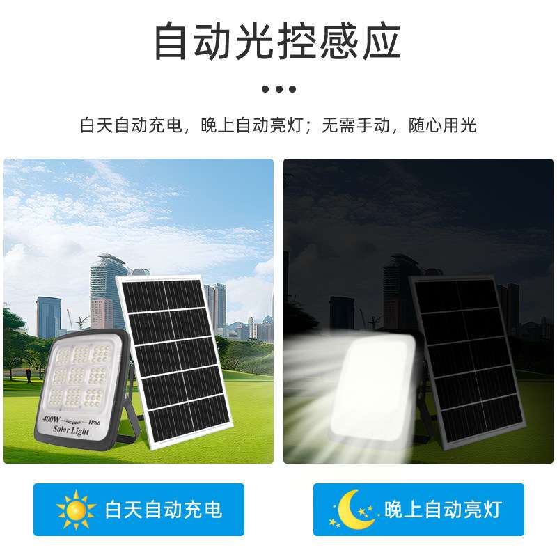 新款太阳能户外庭院投光灯LED防水路灯照明智能调光遥控定时