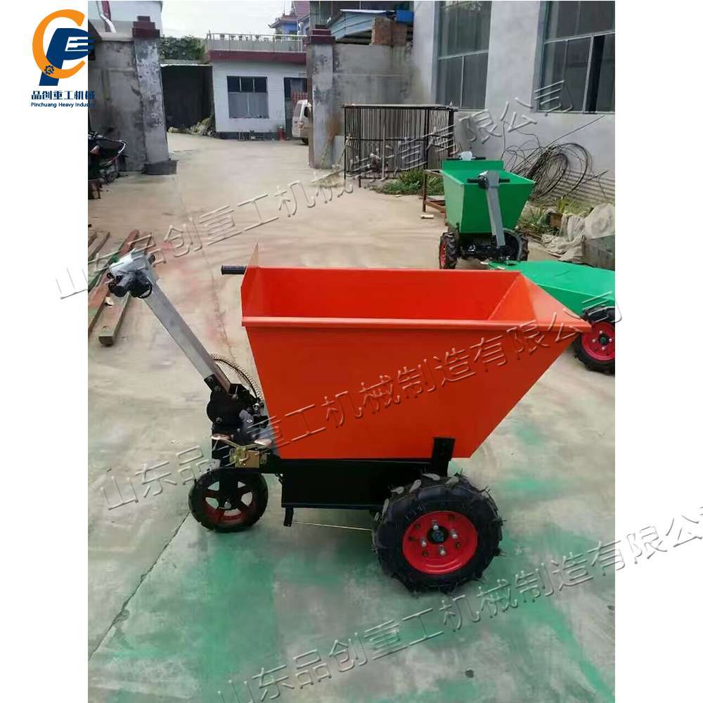 小型电动搬运手推车 建筑工地货物运输搬运车 推粮食用自卸工具车