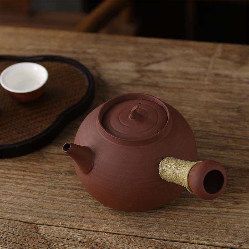 手工砂铫烧水壶侧把急须煮茶壶炭炉电陶炉红泥跳盖碳潮汕工夫茶炉
