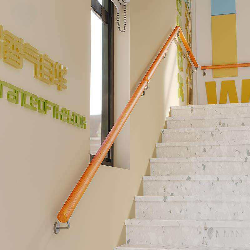 欧式楼梯扶手实木靠墙别墅阁楼室内老人滑拉手家用幼儿园走廊扶