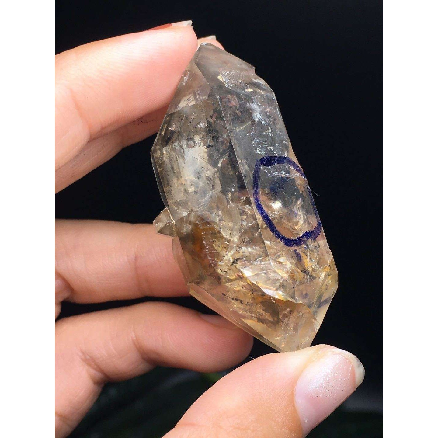赫尔基蒙水晶(闪灵钻)Herkimer Diamond 多处黑流沙水胆原石