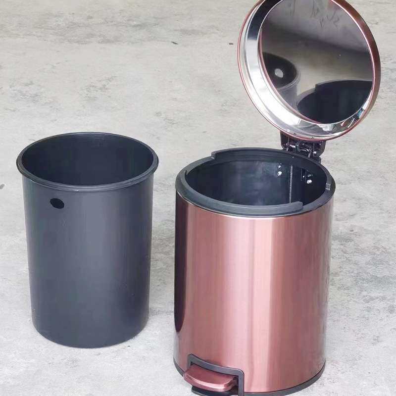 客房圆形脚踏桶多色翻盖垃圾桶家用客厅厨房缓降脚踏踩带盖厕所桶