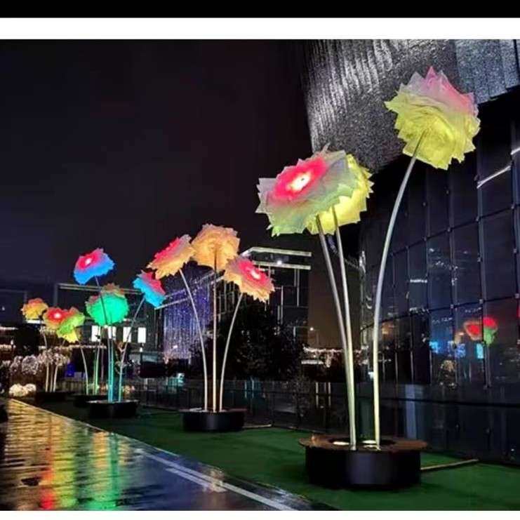户外七彩花朵庭院广场景观创意灯发光公园玫瑰花造型雕塑装饰灯具